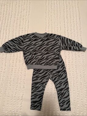 Zara Kids Grey and Black Zebra Print Set - 12-18 months